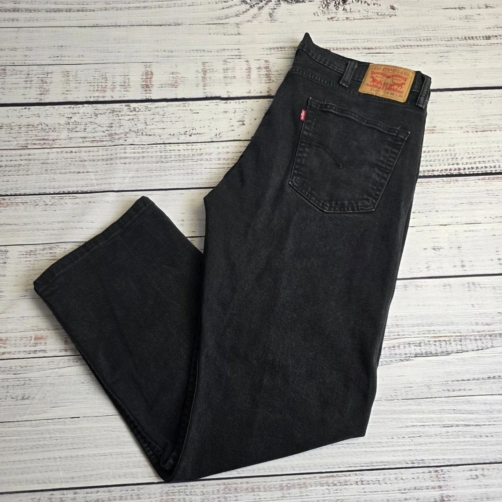 Levis‎ 514 Jeans Mens 38x30 Black Dark Wash Straight Fit Mid Rise Cotton